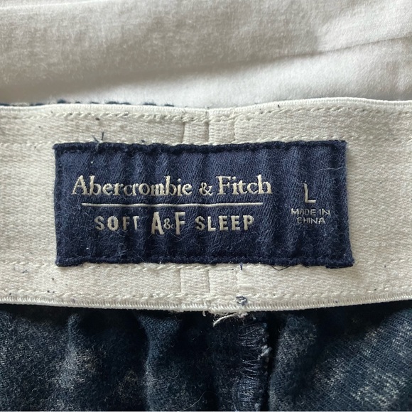 Abercrombie & Fitch Soft Sleep Pants Size L Unisex Navy Fair Isle Cozy Lounge - Picture 7 of 9